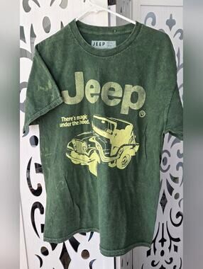 Jeep Spirit Graphic Tee Green Mens S NWOT Vintage Acid Wash Distressed T-Shirt
